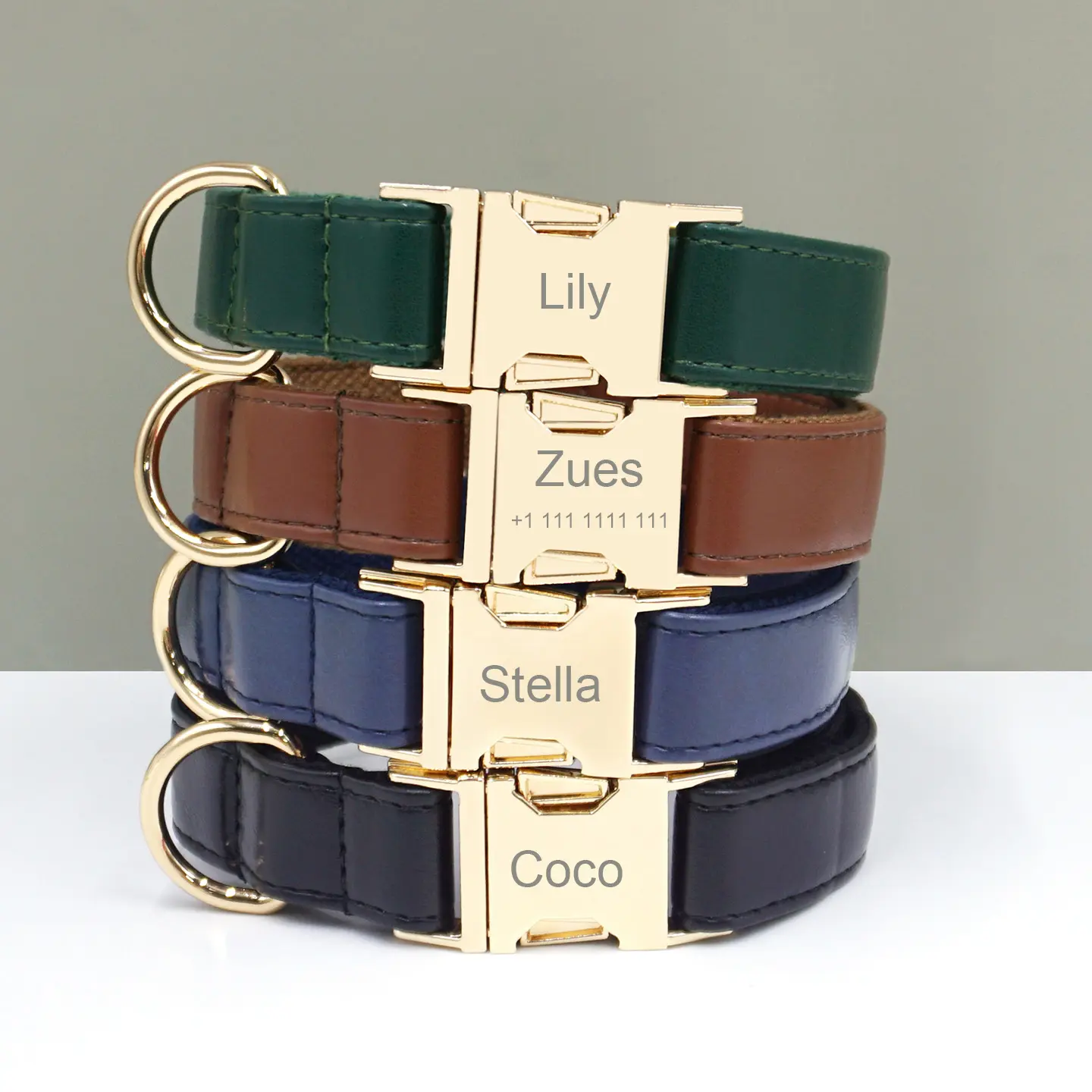 Personalized Dog Collar Textured Leather 1Pc Custom Laser Engraved Soft Cotton  Nameplate Durable ID Durable Material Easy to Install