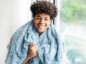 MINKY COUTURE Sorbet Denim Blanket - Soft Blue Color Soft and Comfortable Design for Home