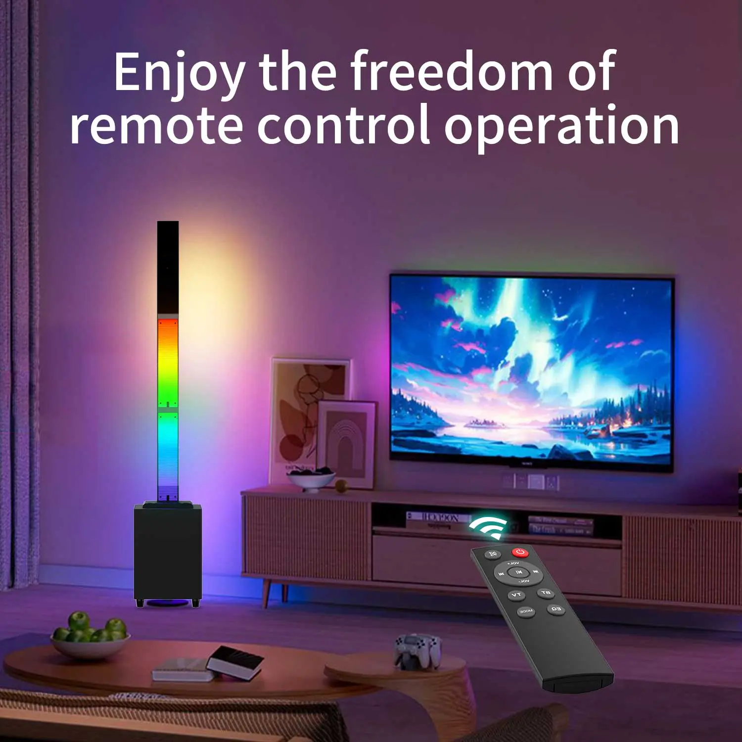 Bluetooth Soundbar With RGB Subwoofer,Heavy Bas  2.1Suround Sound System, Vertical TV speaker, Home Theater Stereo, Bluetooth 5.0, RCA/AUX/USB/HD(ARC)/Optical Connection