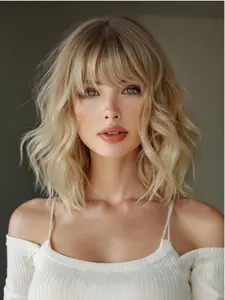 53YY-08 Short Curly Wig, Summer Ready Non Sensitive Hairpiece, Stylish Hair for Effortless Everyday Look, Synthetic Machine Wigs, Synthetic Fiber Wig, Synthetic Material Wigs