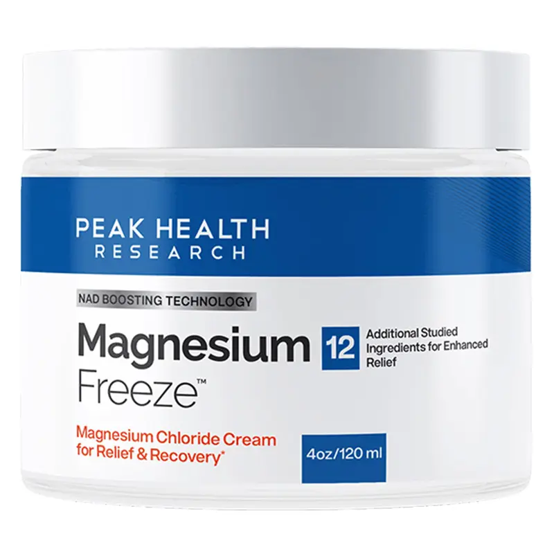 Peak Health Magnesium Freeze Cream | Instant Cooling Relief for Sore Muscles, Back Tightness & Night Leg Cramps