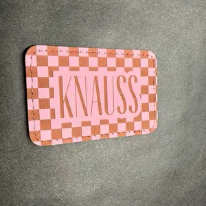 Pink Checkered Print Velcro Name Patch - personalized name 3x2 inch patch
