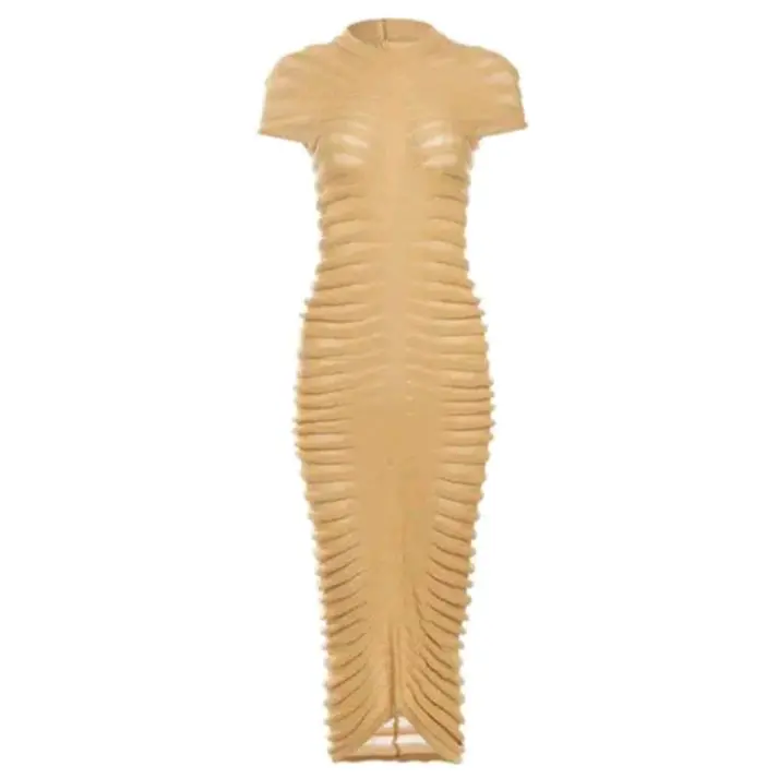 "Pure Ribbed"  sexy ruched knitted casual dress