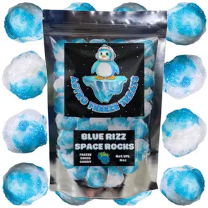 Freeze Dried Blue Rizz Candy - Astro Freeze Treats - Sour Blue Raspberry Crunchy Snack - 3oz Bag, Crispy Snack Sugar Bite Flavor Sweet n Sour Bonbon Candies Tangy freeze-dried candy fruit candy limited edition freeze dried candy
