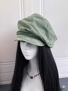Women's Casual Solid Color Washed Denim Beret Hat, Lightweight Breathable Summer Newsboy Cap, Versatile Face-Framing Peaked Visor for Travel