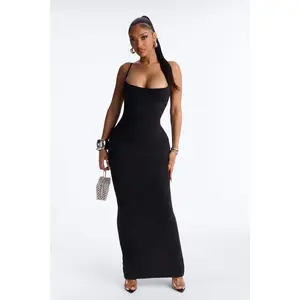 Kendra Matte Form Double Lined Maxi Dress - Black