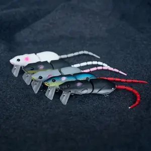 Multi-Joint Mouse Pencil Bait, 5 Packs Surface Escape Action, Targeting Bass Zander Freshwater, Treble Hooks Realistic Design