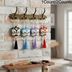 Cute Lion Dance Plush Keychain, Chinese New Year Car Ornament, Soft Plush Bag Charm, Good Luck Mascot Key Ring, Dragon Year Gift, Party Favor, Backpack Accessory, Cute Charms Keychain