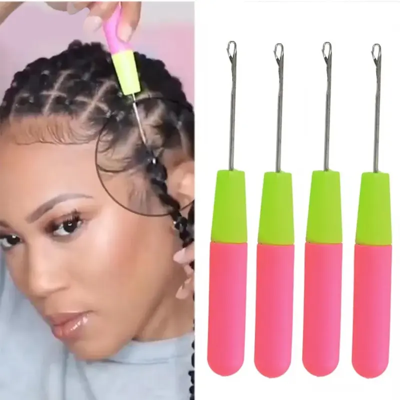4pcs Wig Hook Needles, Hair Extension Needle Latch Crochet Hook, Hair Salon Repair Tools Braid Craft Tools & Accessories, Hair Braiding Tool