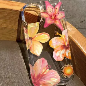 Floral Pattern Transparent Full Coverage Tpu Phone Case for iPhone 16, Anti-Drop Shockproof Cover, Gift for Friends Family Boyfriend Girlfriend