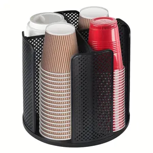 Multifunctional Cup Organizer, 1 Count 4 Compartment, Space-Saving Holder for Stacking 10oz, 12oz, 16oz Cups and Lids