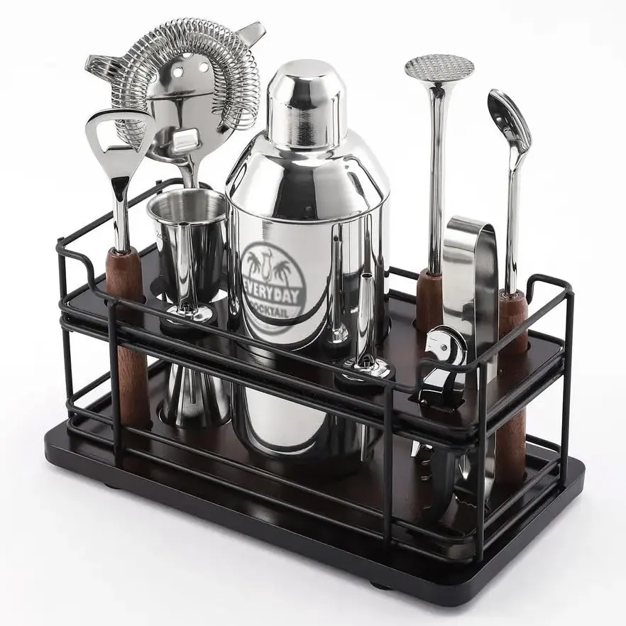 10-Piece Bartender Kit | Luxary Cocktail Shaker Set with Stand | Home Bar Tools