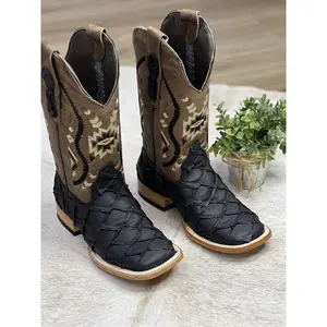 Luis Men's CowBoy Boots Matte Black Square Toe