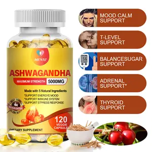 Ashwagandha 5000 mg, Ashwagandha Powder & Root Extract - Stress Relief, Mood Improvement, Adrenal Support, 120 Capsules - Vegetarian
