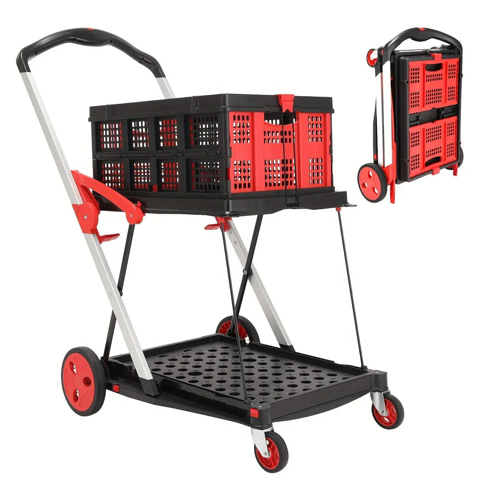 Single Frame - Collapsible Shopping Cart (Red)