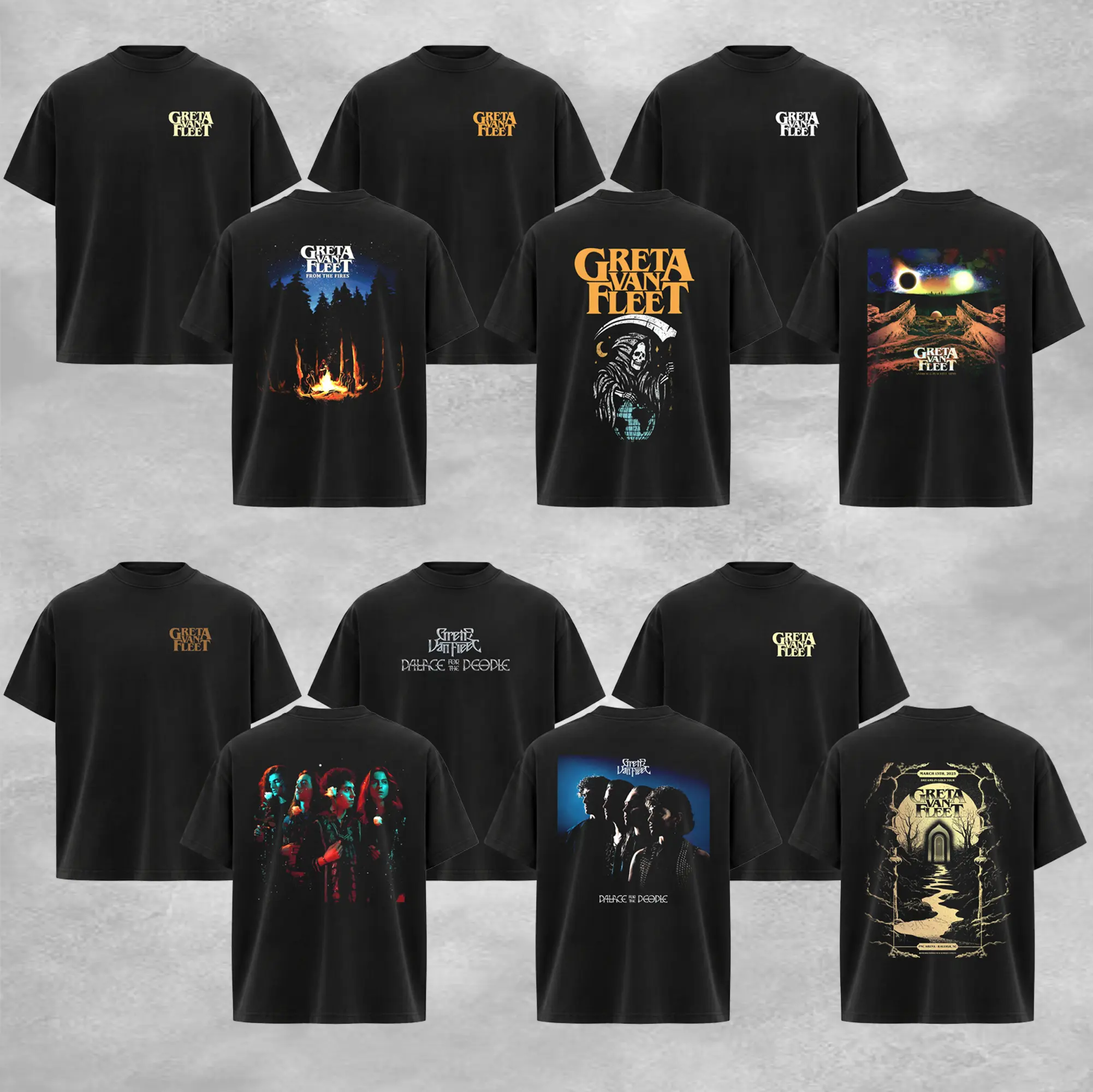 [Collection] Greta Van Fleet Palace For The People Album Tour T-Shirt – Men's Fitted Crew Neck Short Sleeve Vintage Rock Band Graphic Tee, Classic Concert Merch