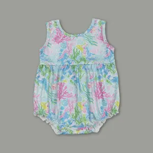 Adorable Toddler Girl Summer Bubble! ️ Seaweed Print Baby Romper