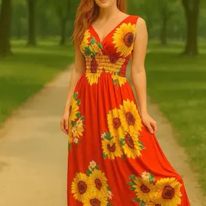 Sunflower Dress - Colorful Floral Patterned Fashion Wear for Sunflower Theme Events
