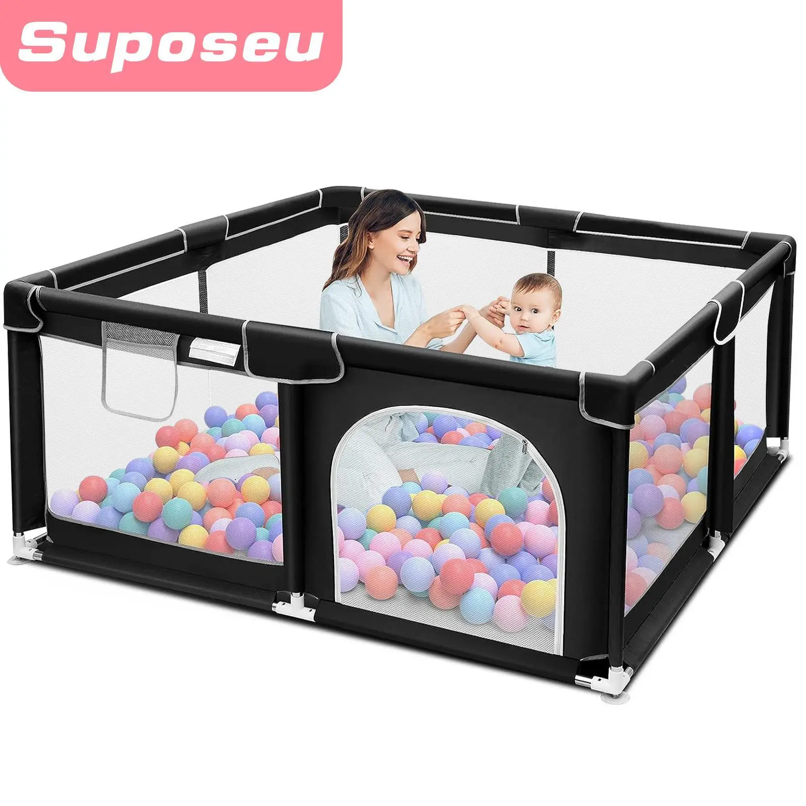 Baby Playpen, Indoor&Outdoor Playard, Play Pens for Kid Activity Center, Sturdy Safety Baby Fence with Breathable Mesh for Toddler playpen,tiktokshopsummersale
