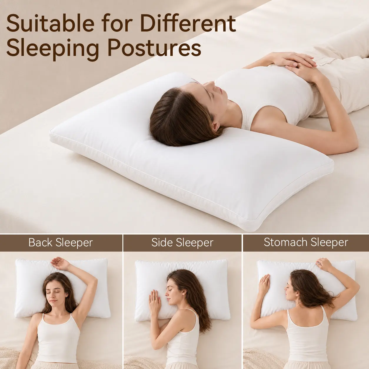 WKEFF Cooling Relief Bed Pillow - Hotel-Quality High-Loft Polyester Fiber Pillow, Fluffy, Breathable, for Neck Support