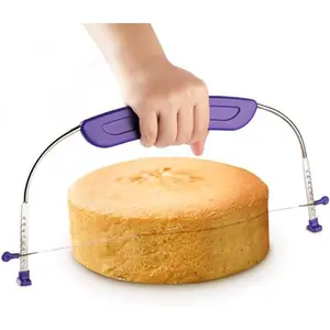 Adjustable Cake LevCake  Slicer Leveler, 9 Different Height Premium  Grade Stainless Steel Double Wires Cake /Slicer/Adjustable Cake Leveler for Leveling and Molding (Purple)
