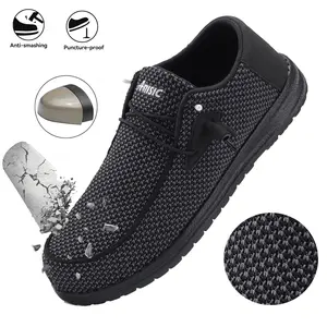 Lightweight Breathable Safety Sneakers|Lightweight Composite Safety Shoes- -on safety sneakers, comfortable and breathable Men's Slip Resistant Work Sneakers