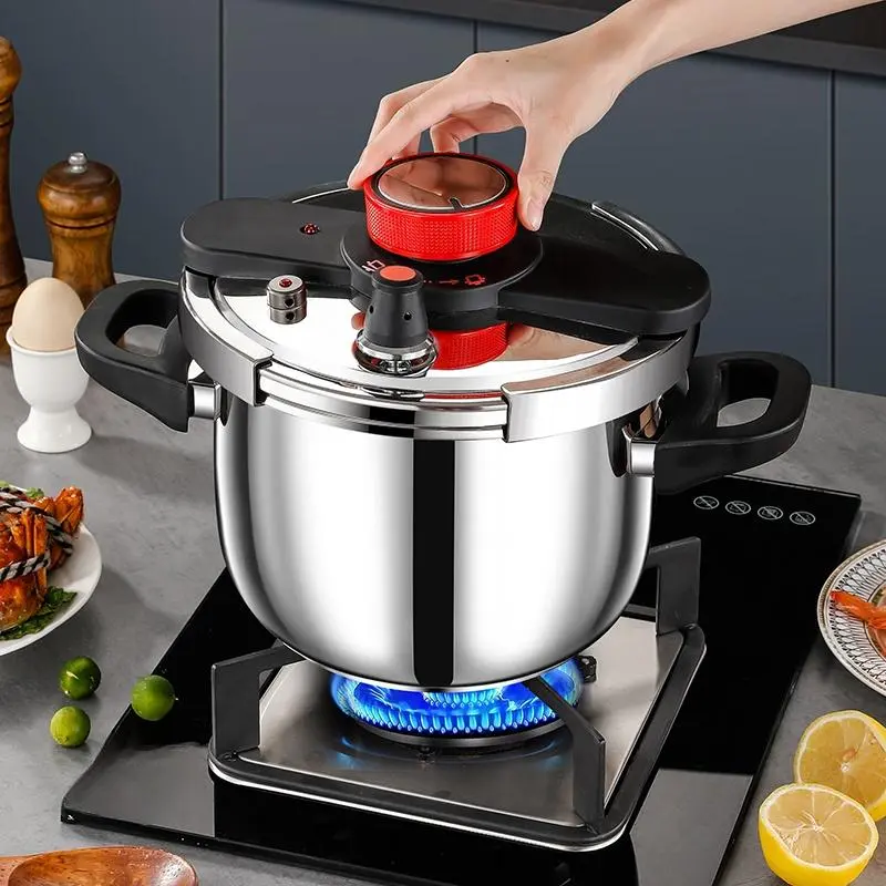 Stainless Steel Improved Pressure Cooker, Multi-functional Large Capacity Household Pot with Handle, Kitchen Cookware for Electric Stove & Gas Stove, Home Cooking
