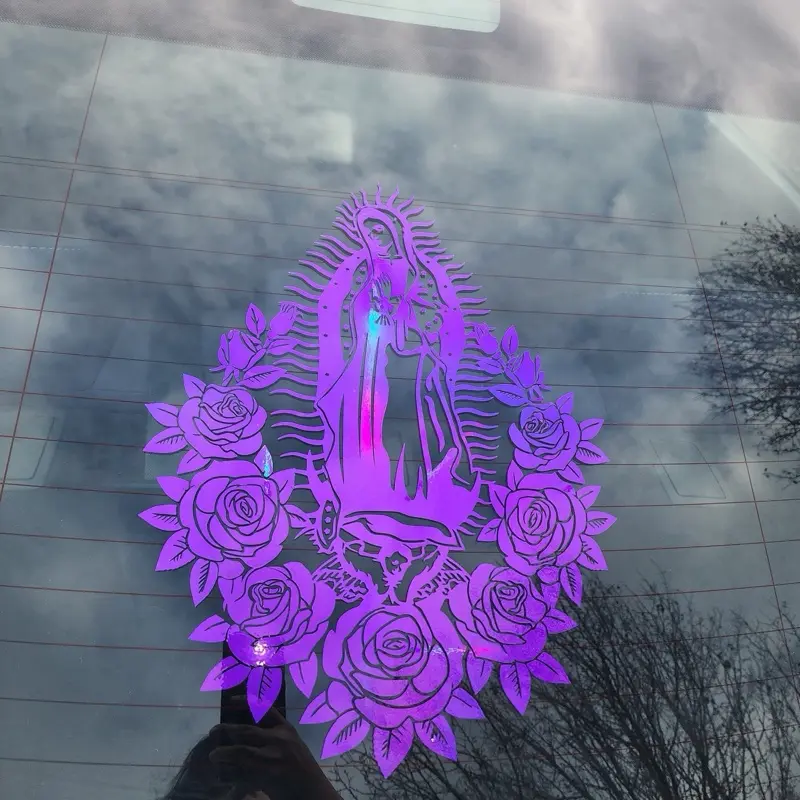 Virgen de Guadalupe with roses around her Decal for cars, trucks and SUVs