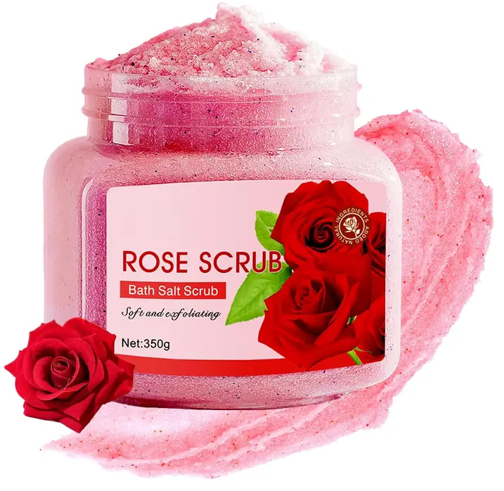 Rose Body Exfoliator, Deep Cleaning Exfoliating Body Scrub, Moisturizing Nourishing Salt Rose Body Scrub, 350 g