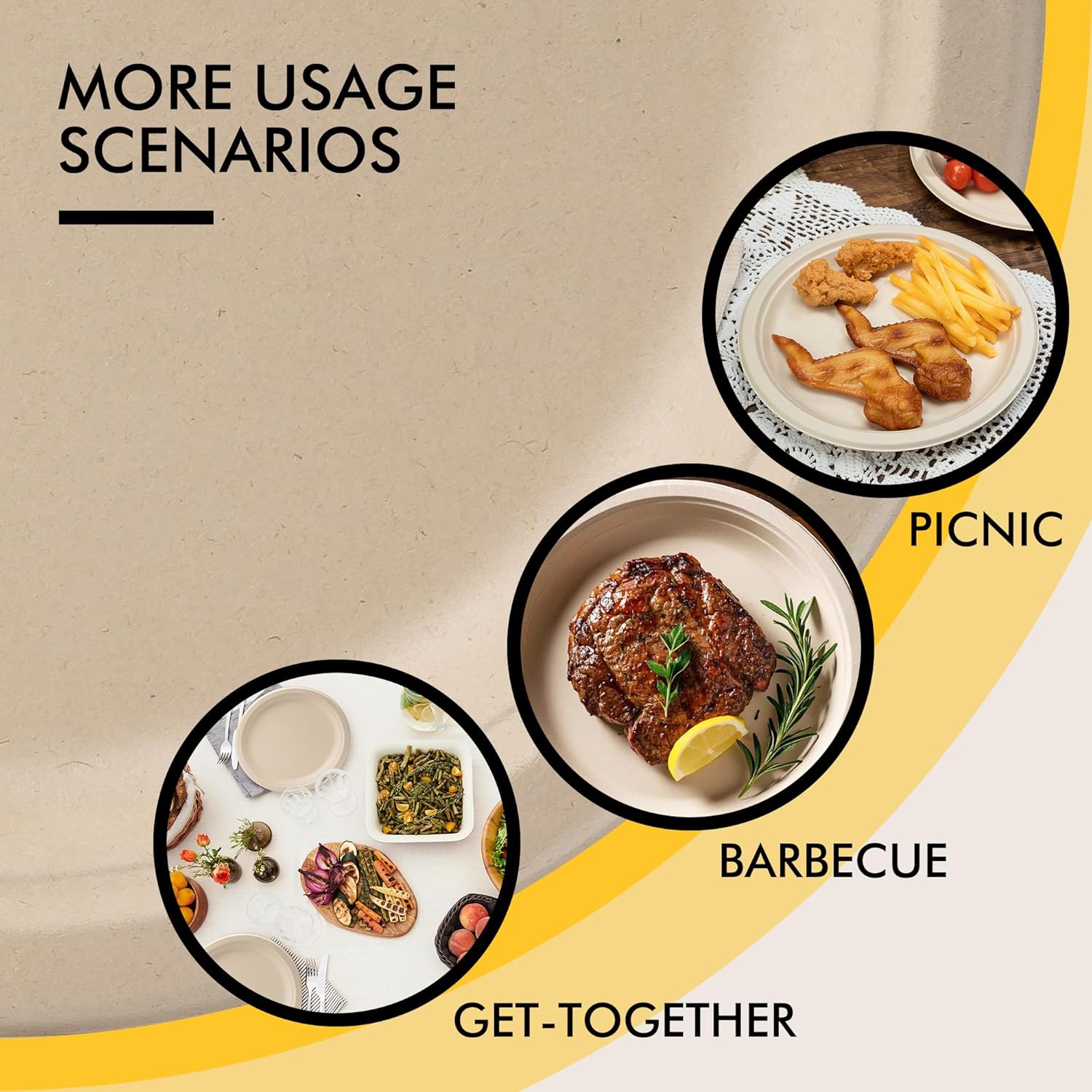 Compostable Paper Plates 10 Inch [150 Pack], Disposable Biodegradable Heavy Duty Paper Plates, Made of Natural Sugarcane Fibers, Unbleached Brown, Round