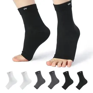 WANDER Compression Socks for Plantar Fasciitis & Achilles Tendonitis Relief - 2 Pairs Foot & Ankle Support Brace with Black Healthcare Grip