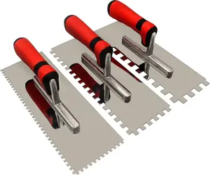 Concrete Trowel Tile Tools Stainless Steel Square Notched Trowel Set 3 PC (Notch Size: 5/32" & 5/16" & 1/2") Masonry Hand Kit for Wall Floor Tiling Installation