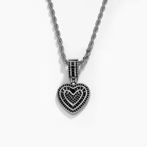 [Gift for Girlfriend]Diamond Heart Necklace for Women and Men Hip Hop Heart Pendant Necklace for Girls