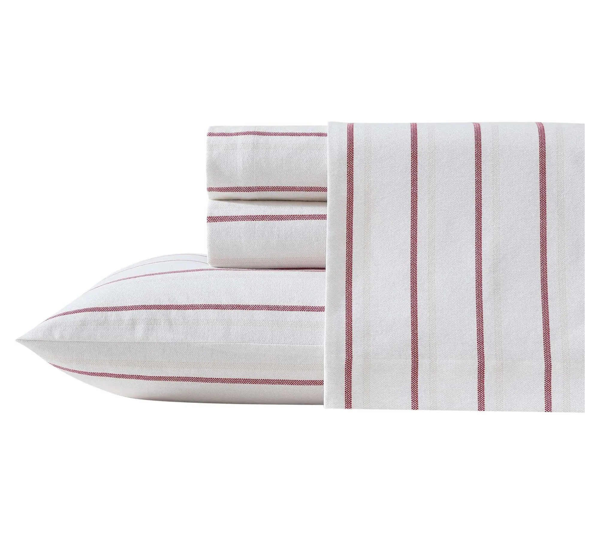Eddie Bauer Cooper Falls Red Cotton Flannel Queen Sheet Set