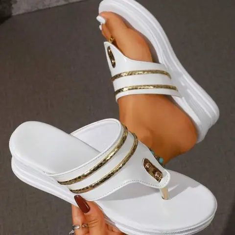 Women Round Toe Platform Flatform Wedge Thong Sandals, Bohemian Style Sandals, Versatile Casual Plus Size Beach Shoes, Boho Style Sandal