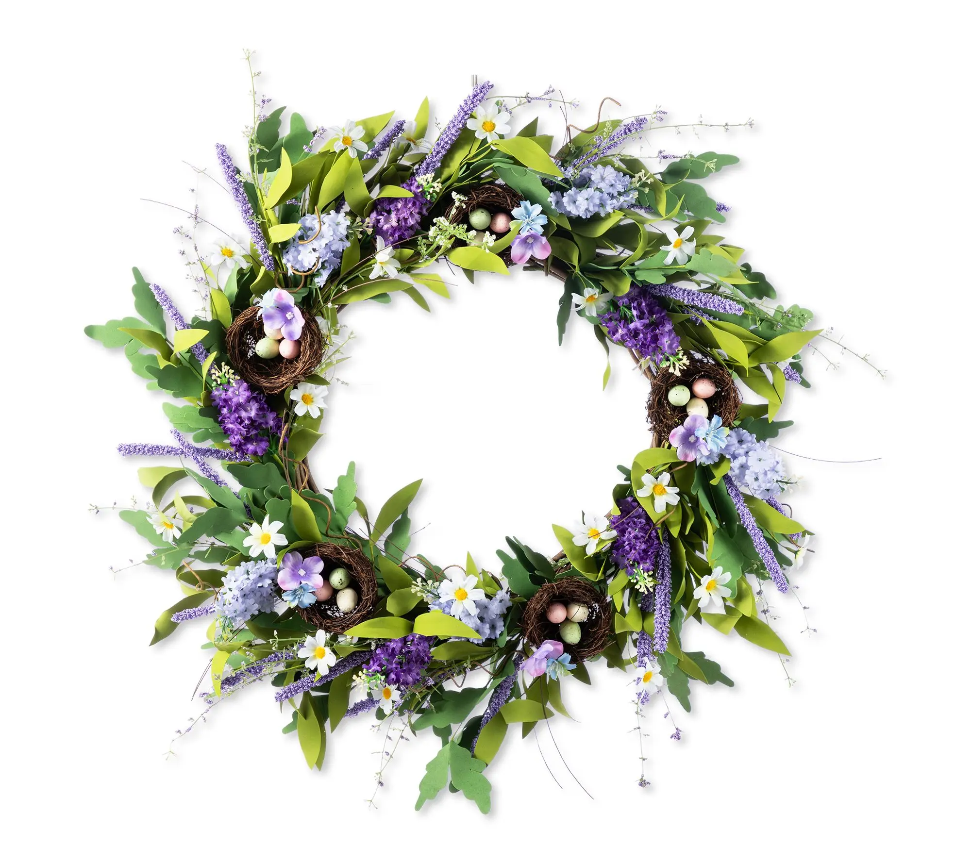 Glitzhome 24"D Easter Lavender & Bird Nest Wreath