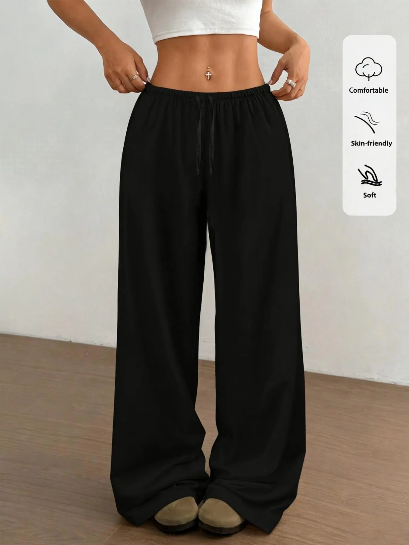 Viral Coquette Striped Wide Leg Pants! Soft Ribbed Fabric, High-Waisted & Fold-Over Waistband – Y2K Aesthetic for Casual, Lounge & Beach Days. TikTok Trendy Comfy Womenswear Pants!
