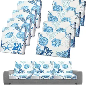 8 count  Patio Stretch Sofa Cushion Cover, Outdoor Cushion Cover Replacement Include 4 Backrests and 4 Cushions, Sofa Seat Covers Furniture Protector(Coral)
