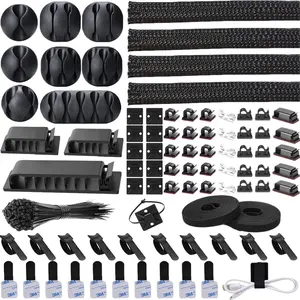 192 PCS Cable Management Kit - Wire Organizer Sleeves, Clips, Straps, and Ties for Desk