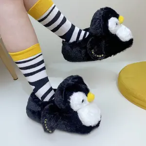 Anime Cute Home Penguin Cotton Shoes Fuzzy Slippers for Women Soft Plush Flat Shoe Autumn Winter Cozy Comfortable Cartoon Design Bear Slippers House Slippers Shoes Flipflop Style