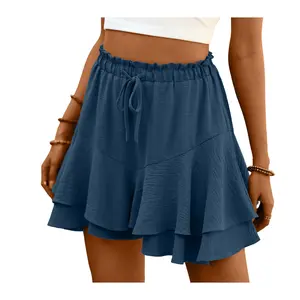 Lepunuo Flowy Shorts for Women Boho Ruffle Tiered Butterfly Skorts High Waist Mini Skirts Casual Shorts