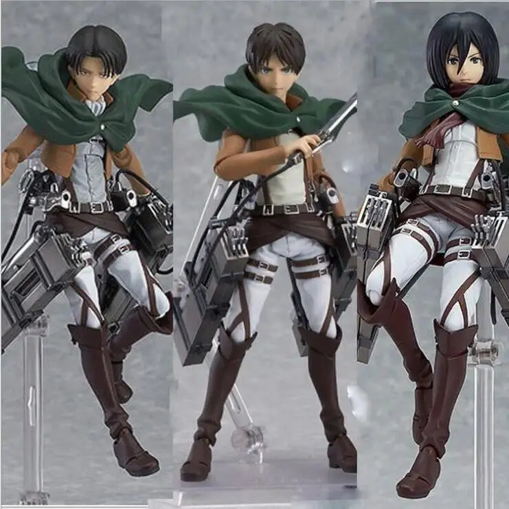 Attack on Titan Shingeki no Kyojin Scouting Legion Levi PVC Action Figure Set, 3-Style Figma Collectible PVC Figure, Boxed Toy Gift for Anime Fans, Collectible Action Figure