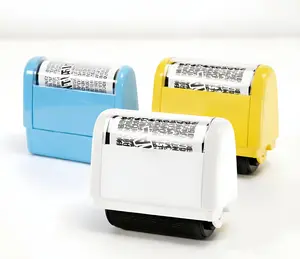 Identity Theft Protection Roller Stamp for Hiding Sensitive Information, Wide Confidential Stamp with 6 Ink Refill, Security Stamp Roller for Identity Theft Prevention(White/Yellow/Blue)