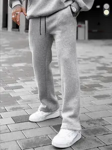 wide outfit  deals  you  days vacation travel outdoor Men's gray casual sweatpants, soft and comfortable with an elastic waistband and drawstring, suitable for lounging at home, working out, and everyday wear Menswear Basic Long Stylish Trouser Plain Beig