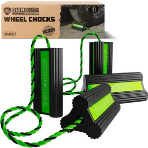 Rhino USA Heavy Duty Rubber Wheel Chocks for Trucks, Trailers, Tires, RVs & Air Planes - Durable, Non-Slip Chocks for Maximum Safety