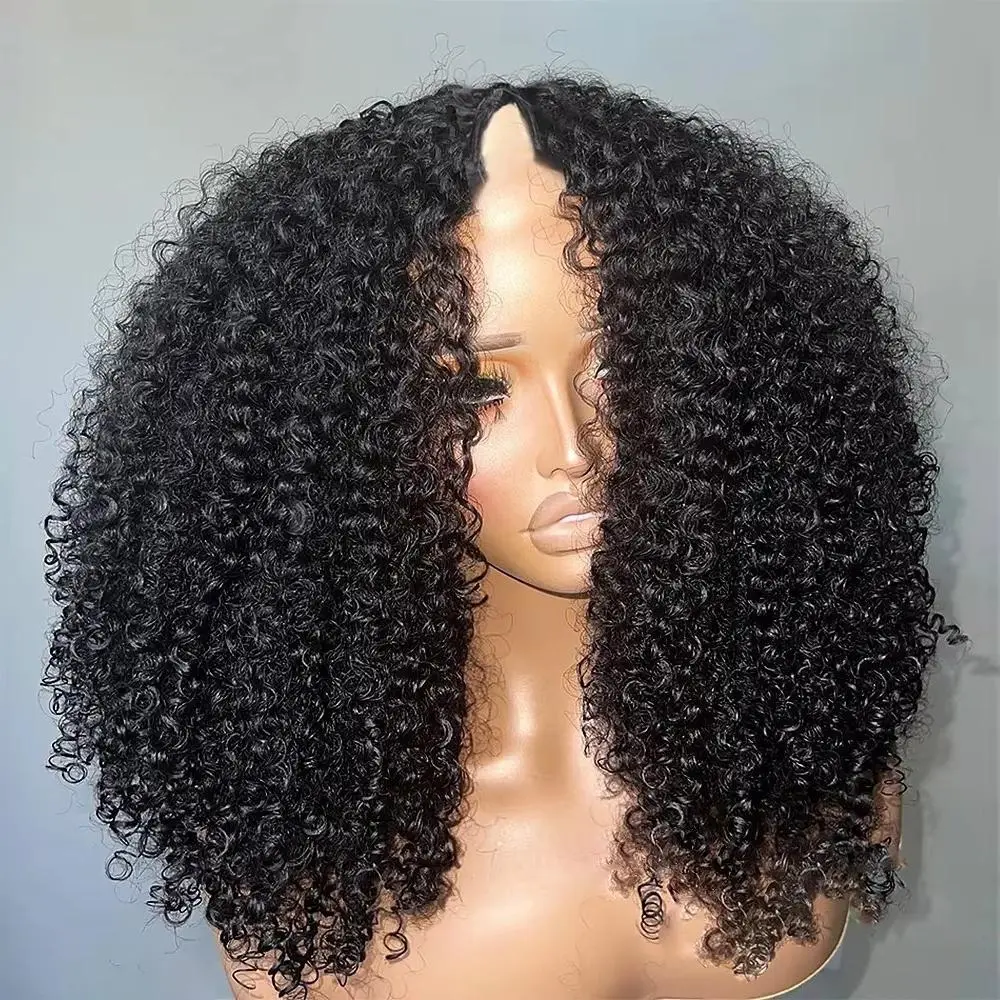 CORIIANA 250% V Part Human Hair Wig Brazilian Afro Kinky Curly Wigs Human Hair For Black Women Cheap Full Machine Made Wig Beginner Friendly 200 Density