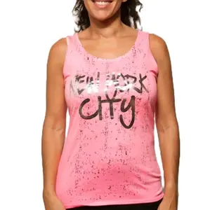 Women's Tank Open Back Top ( Pink - Mint Green ) Medium