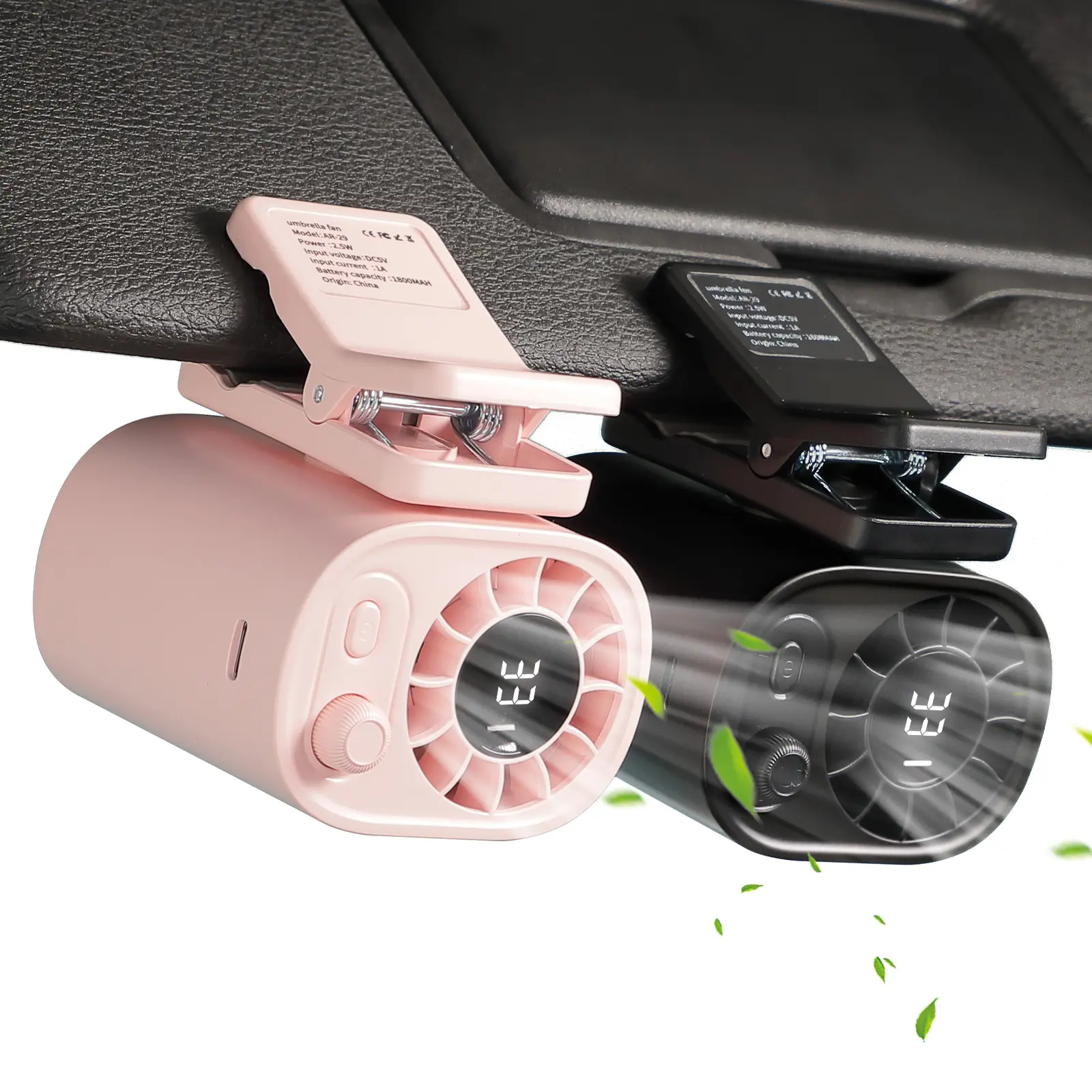 JOYTUTUS Adjustable Car LCD Clip Fan - USB Rechargeable, Low Noise Mini Portable Fan, LED Display, Vehicle Accessories, Car Stuff, for Vehicle Back Seat Use, Summer Cool Tech Gadget