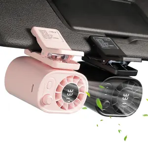 JOYTUTUS Portable Car LCD Clip Fan 360° Rotatable 100 Speed Wind 12V USB Rechargeable 1800mAh Electric Fan Low Noise Mini Fan Clamp Anywhere