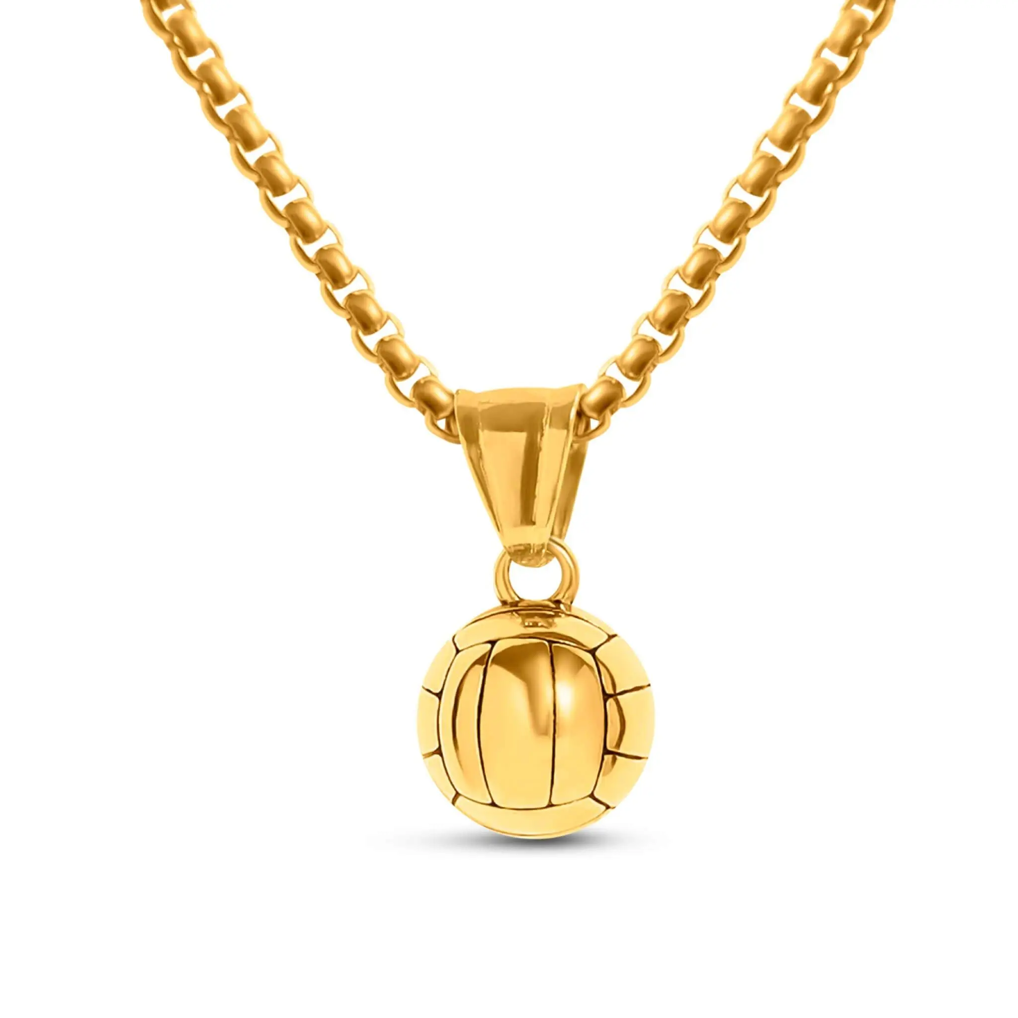 3D Volleyball Pendant and Chain Necklace